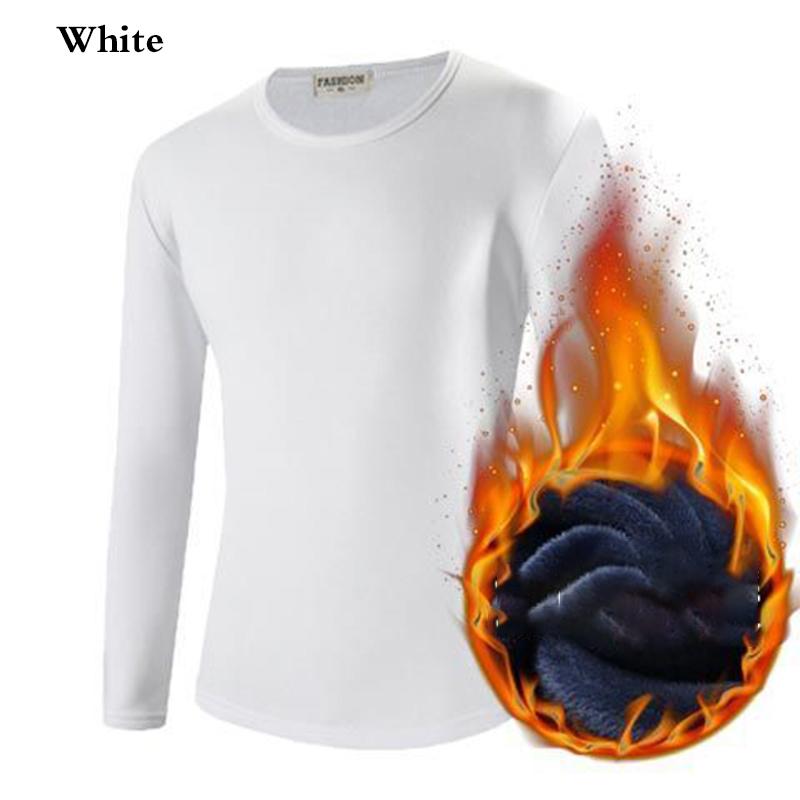 Men Winter Thermal Underwear Plus Velvet O-neck Tops Male Tight Suit Thicken Windproof Comfortable Soft Lining Long Sleeve High Elasticity Slim