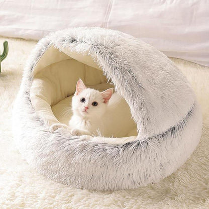 Round Plush Cat Bed Soft Warm Pets Nest Kennel Small Dog Bed Mat Pet Cushion Sleeping Sofa Cotton Bed Dogs House Winter Warm Beds Doggy Sleep Mat