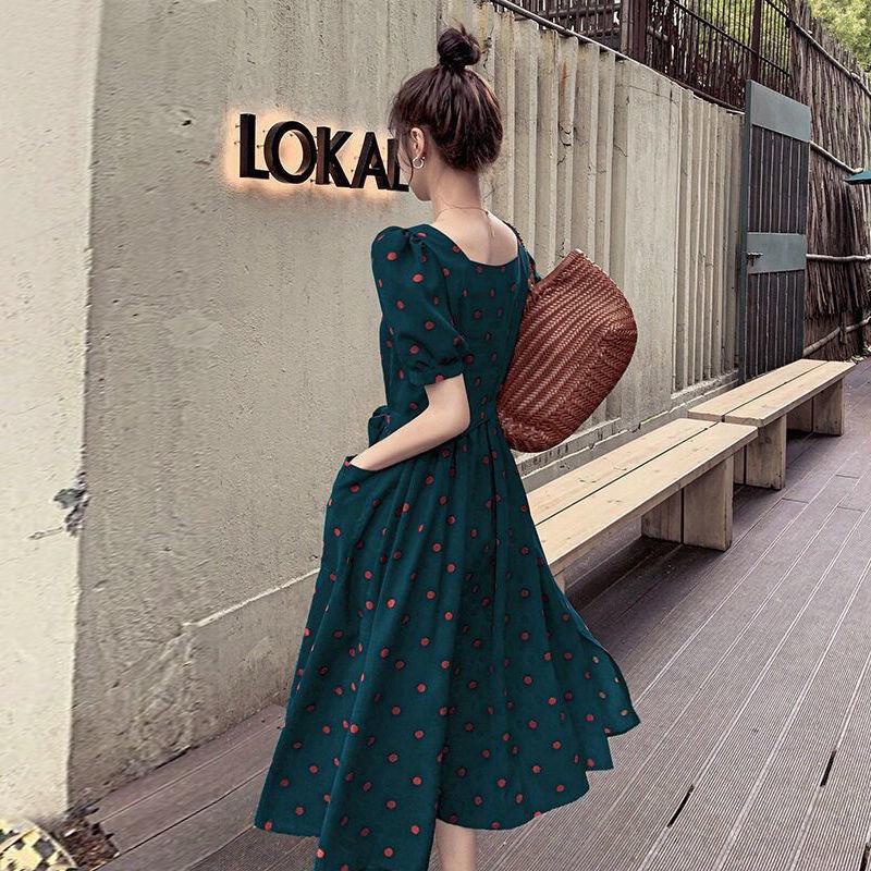 Female Graceful Dress Close Waist Show Thin Chiffon Lively Witty Sweet French Elegant Summer Slim Dress