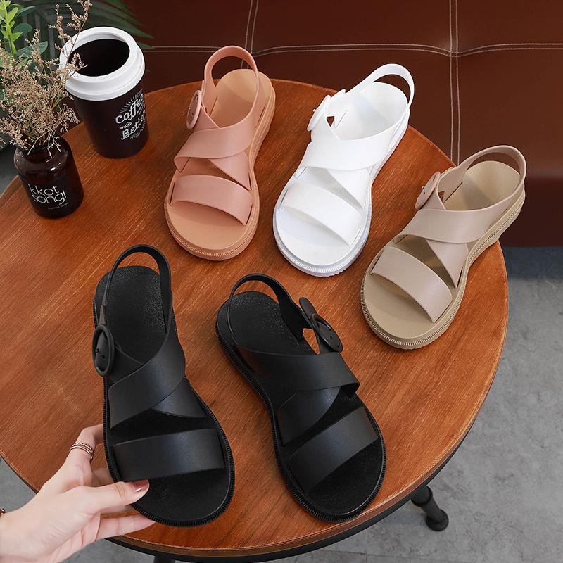 New Plastic Sandals Female Summer Thick Bottom Non-slip Waterproof Rubber Shoes Flat Bottom