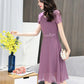 Women's Summer Dress Slim Solid Color V-neck Chiffon Long Skirt