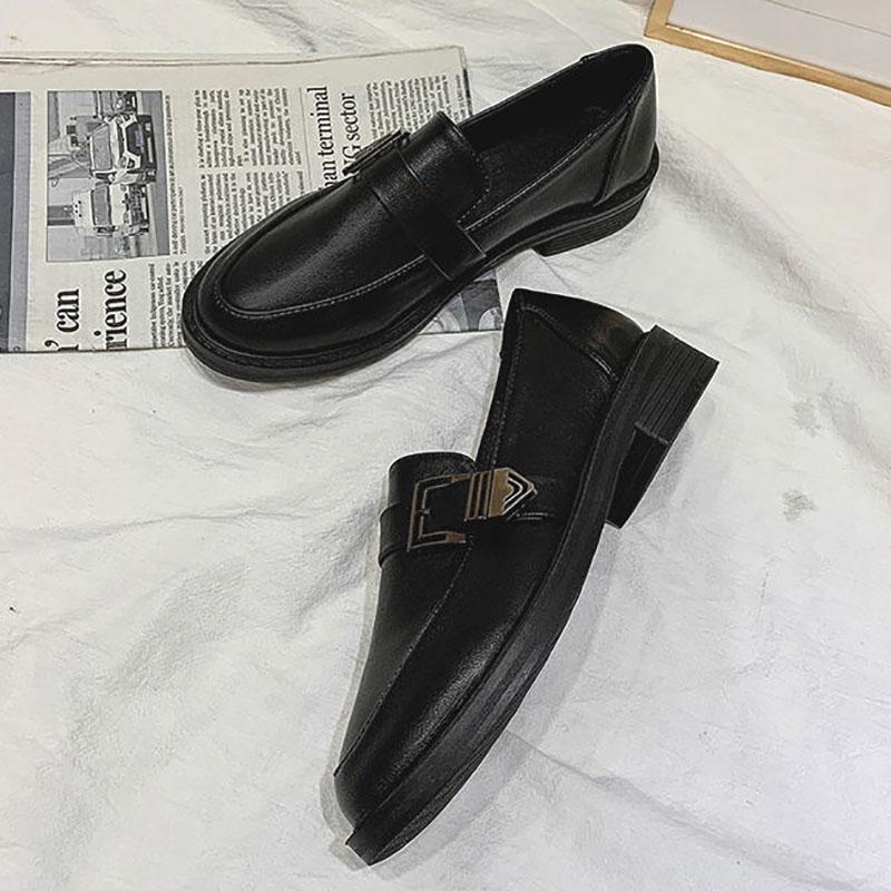 Black Small Leather Shoes Women Spring and Autumn Korean Wild Loafers Lazy Shoes Single Shoes Casual Shoes