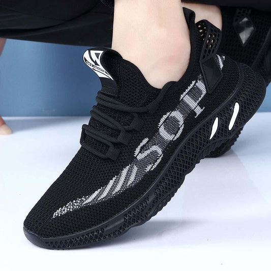 Plus Size 38-44 Men Flying Woven Mesh Sneakers Comfortable Breathable Running Basketball Shoes Casual Shockproof Non-slip Shoes