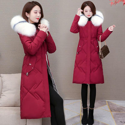 Winter Mid-length Korean Style Loose Fashion Women's Fur Collar Down Padded Jacket Tide