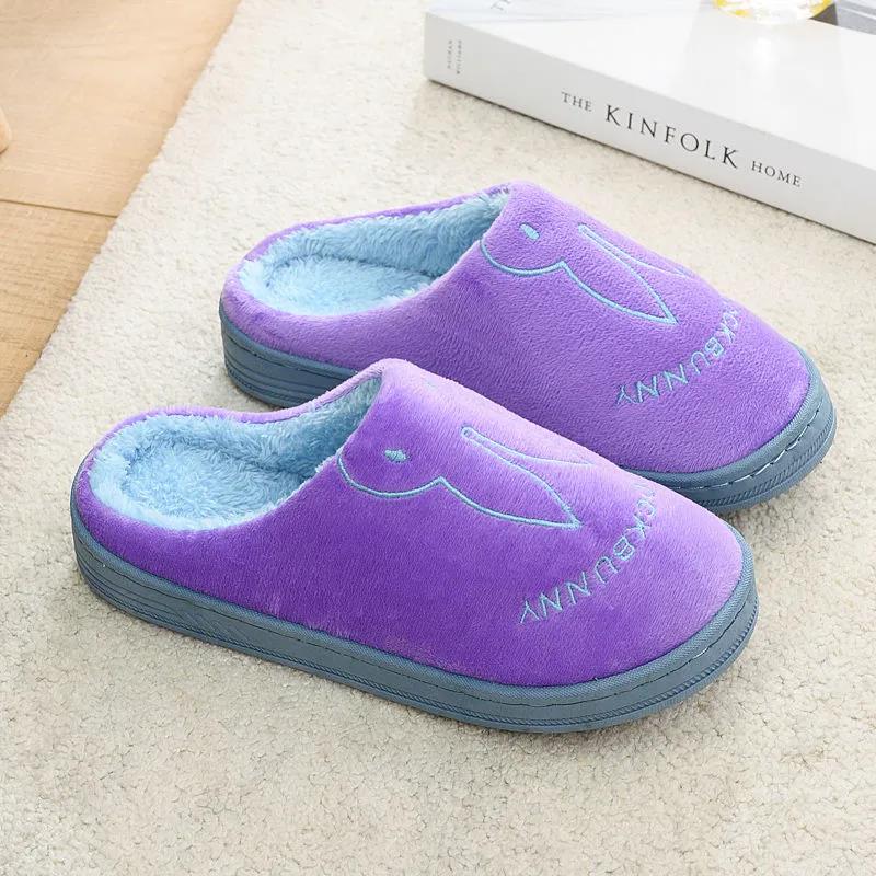 Autumn and Winter Cotton Slippers Thick Bottom Non-slip Home Plus Velvet Warm Men's and Women's Home Slippers