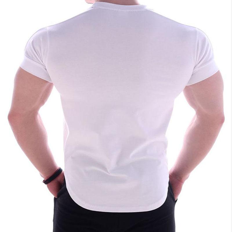 Sport Tees Men Slim T-shirt Stretch Muscle Shirt Half Sleeve Overshirt Solid Color Pullover Modal Casual Top Male Clothing