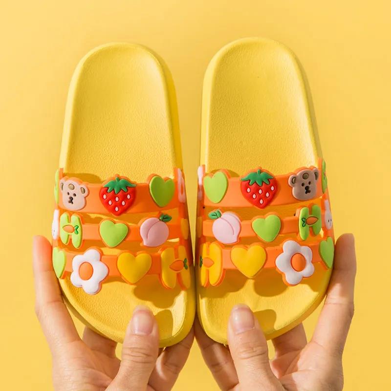 2021 Summer Kids PVC Cartoon Children's Slipper Cute Home House Shoes Rainbow Family Sandals Toddler Slippers