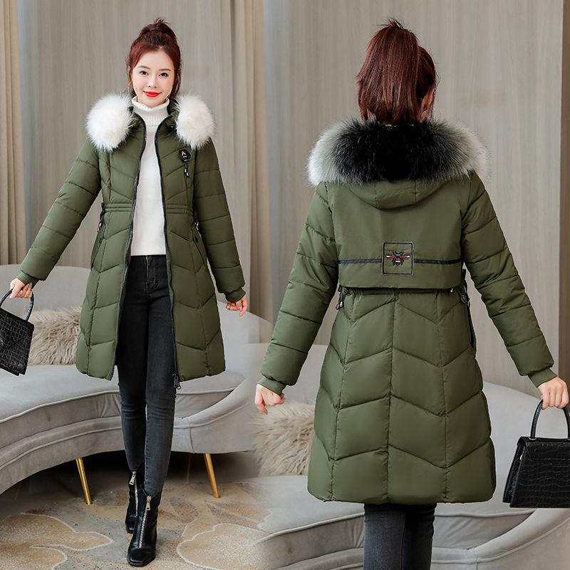 Large Fur Collar Women's Fashion Trend Cotton-padded Jacket Over The Knee Mid-length Women's Slim Slimming Warm Plus Size Winter Jacket