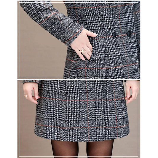 Autumn Coat Women Wool Blend Coat Pocket Oversize Long Trench Coat Outerwear Wool Coat Women Blazers