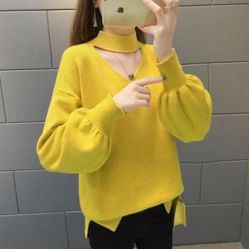 Fashion Casual Autumn Winter Woman Sweaters Knitted Shirt Long Sleeves Loose Pullovers Plus Size