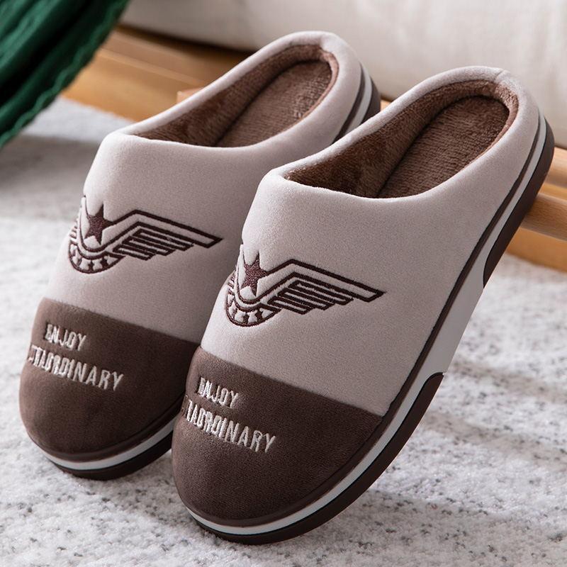 Large Size Cotton Slippers Winter Lovers Thicken Plus Velvet Home Shoes Non-slip Student Warm Shoes