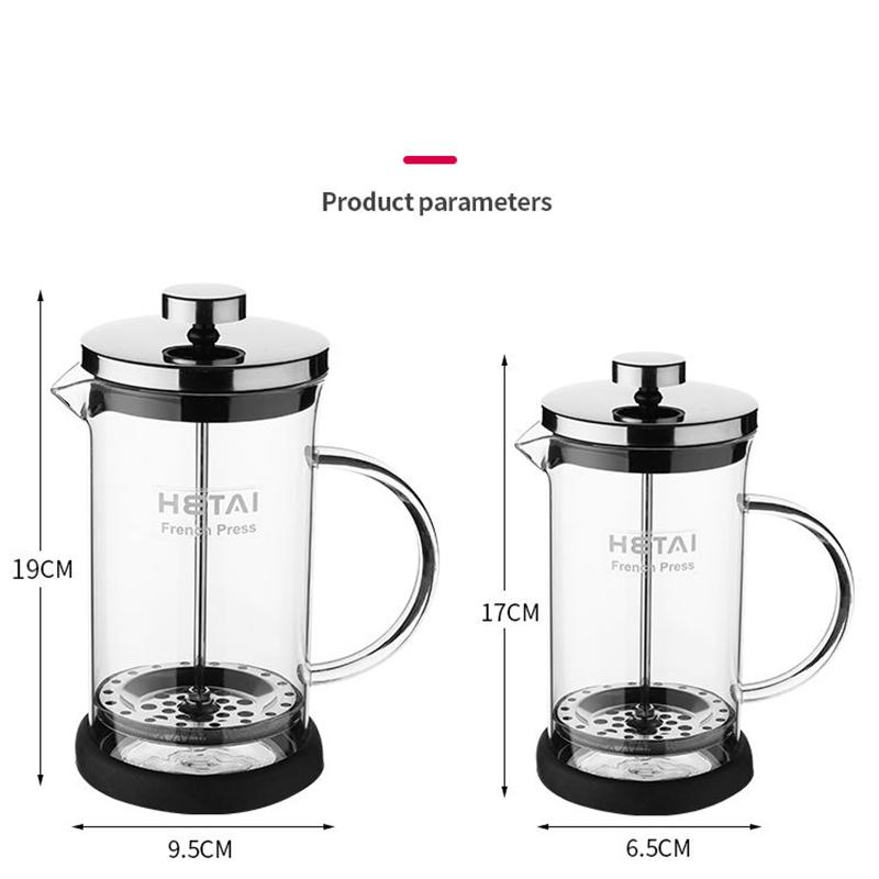 French Press Pot Glass Coffee Pot Hand Brewing Set Household French Filter Press Pot Brewing Pot Appliance Filter Cup Coffee Pot