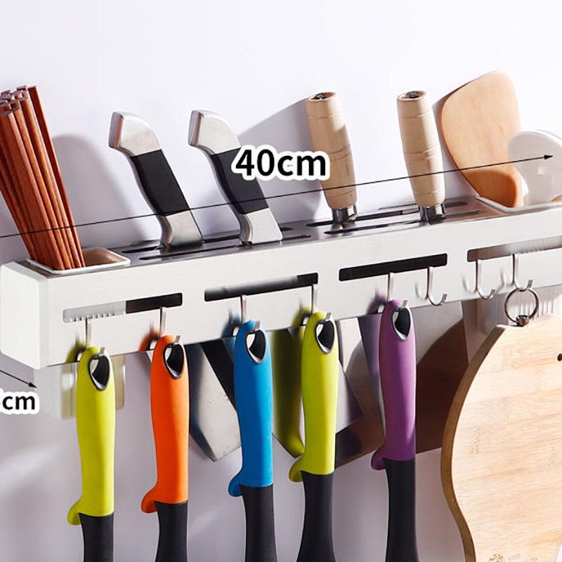 Stainless Steel Knife Holder Perforated Kitchen Household Knife Chopstick Holder Multifunctional Storage Rack Wall-mounted Pot Cover Rack