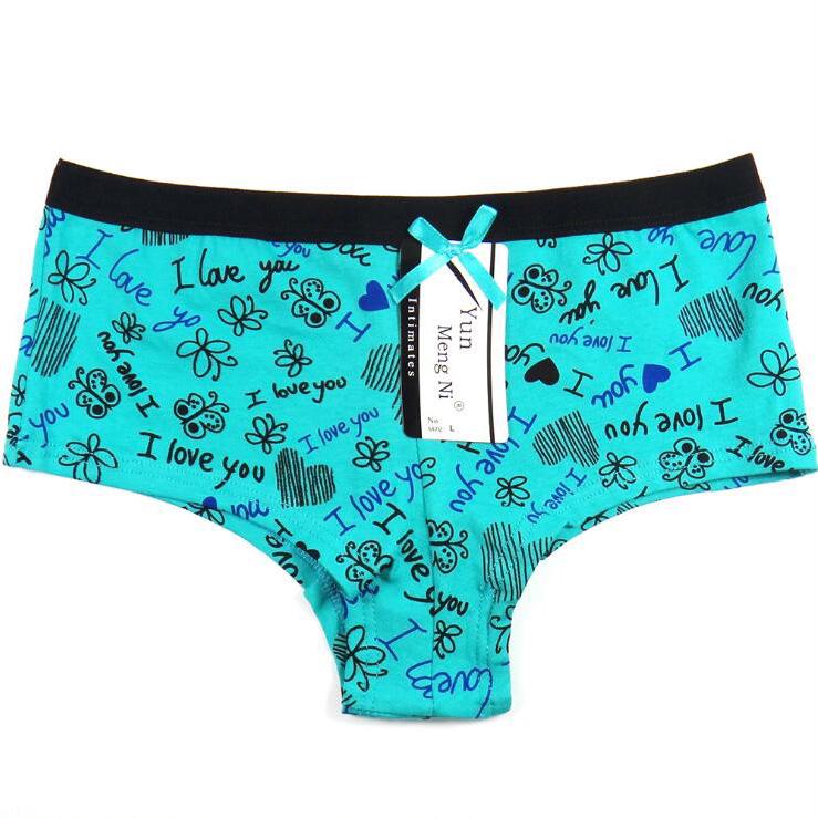 6 Pcs Woman Underwear Print Boyshort Sexy Briefs Cute Girls Panties Ladies Cotton Knickers