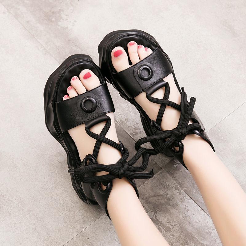 Plus Size 34-39 Summer Women Outdoor Rome Flip Flop Flat Bohemian Beach Shoes Non-slip Office Lady Black Sandals