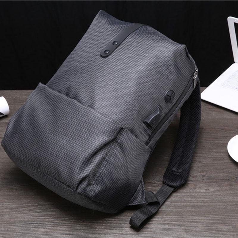 Backpack Men Plaid Canvas USB Mouth Anti-theft Waterproof Student Computer Bag Outdoor Travel Bags