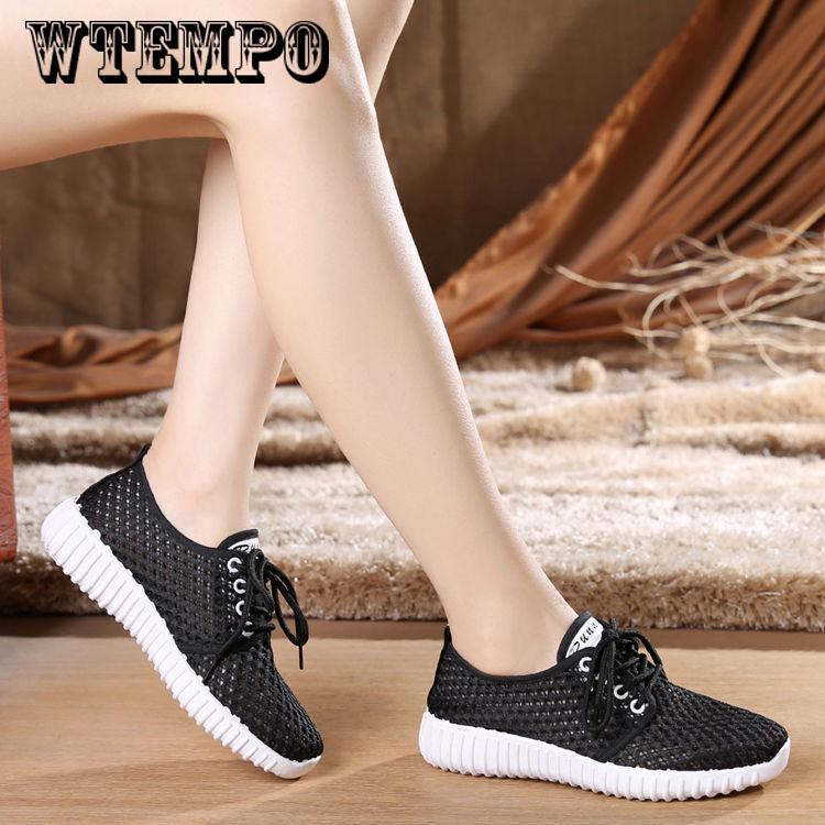 Flat Bottom Mesh Shoes Women's Lace-up Running Shoes Summer Breathable Mesh Shoes