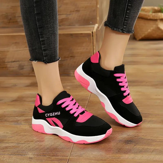 Spring and Autumn Women's Sneakers Female Versatile Breathable Running Shoes Anti Slip Contrast Color Flat Walking Shoes