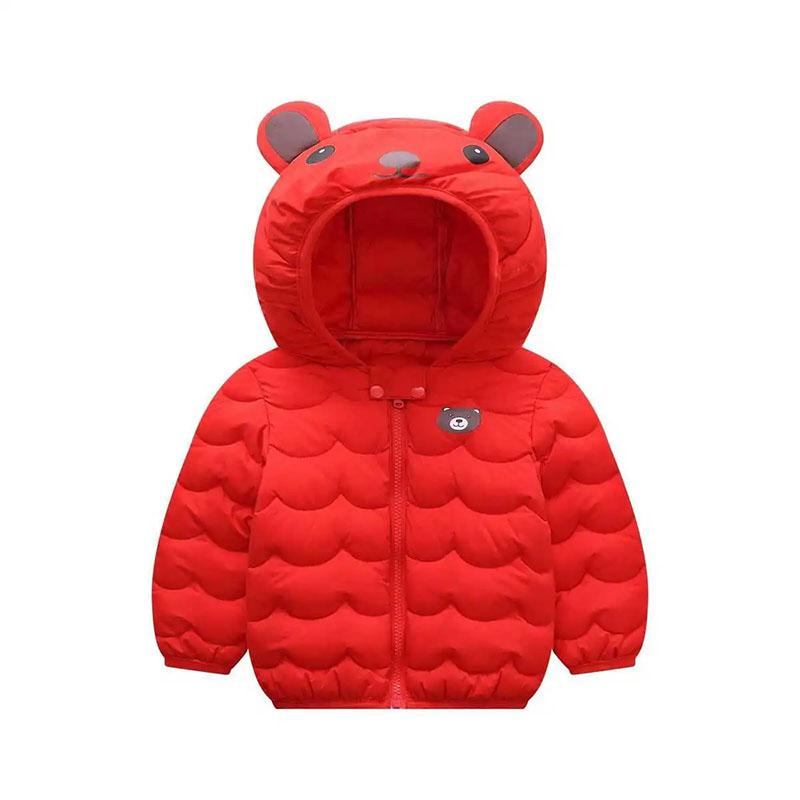 Children's Down Padded Jacket Boys and Girls Padded Jacket Autumn and Winter Hooded Down Jacket Bear Print Cotton Jacket