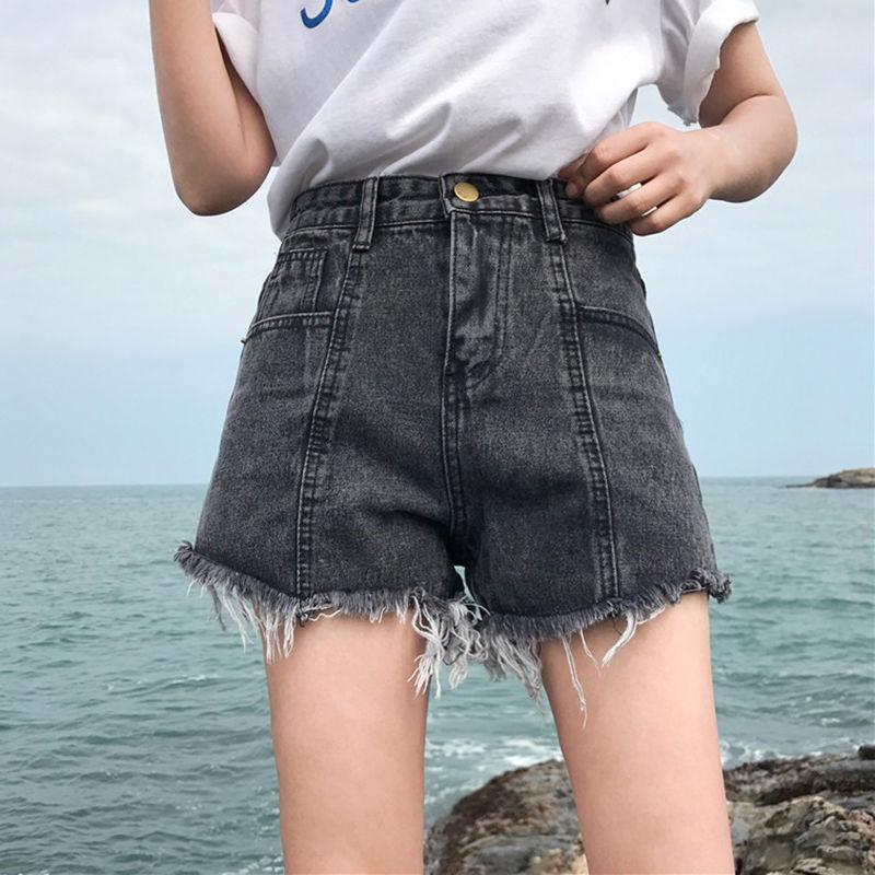 WTEMPO Shredded Wide-leg Big Size High-waist A-line Pants Embroidered Denim Shorts Women Summer Loose