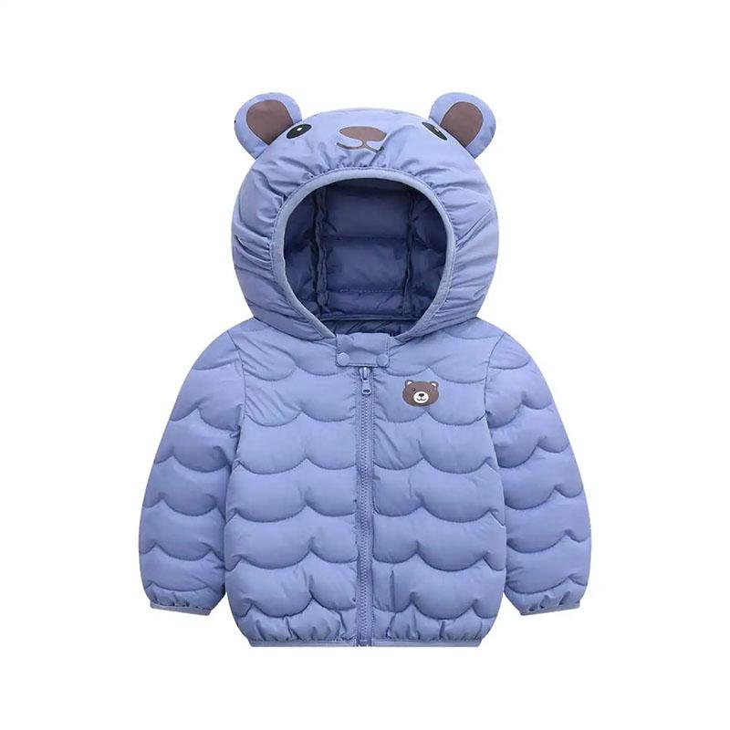 Children's Down Padded Jacket Boys and Girls Padded Jacket Autumn and Winter Hooded Down Jacket Bear Print Cotton Jacket