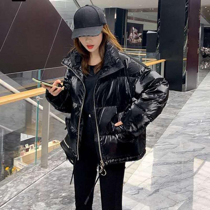 Women's Cotton-padded Jacket Outdoor Thick Warm Down Padded Jacket Loose Mid-length Shiny Zipper Jacket Women Winter Clothes