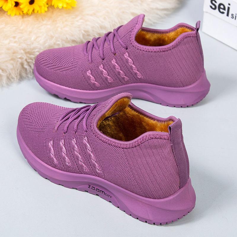 Cotton Shoes Ladies Winter Plus Velvet Warm Casual Sports Shoes Soft Bottom Non-slip All-match Middle-aged and Elderly Cotton Boots