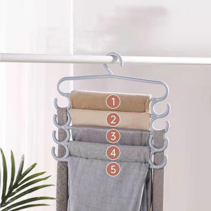 Household 5-layer Pants Rack Scarf Rack Multifunctional Closet Storage Rack Towel Rack Silk Scarf Tie Hanger Hanger Drying Rack Family Organizer