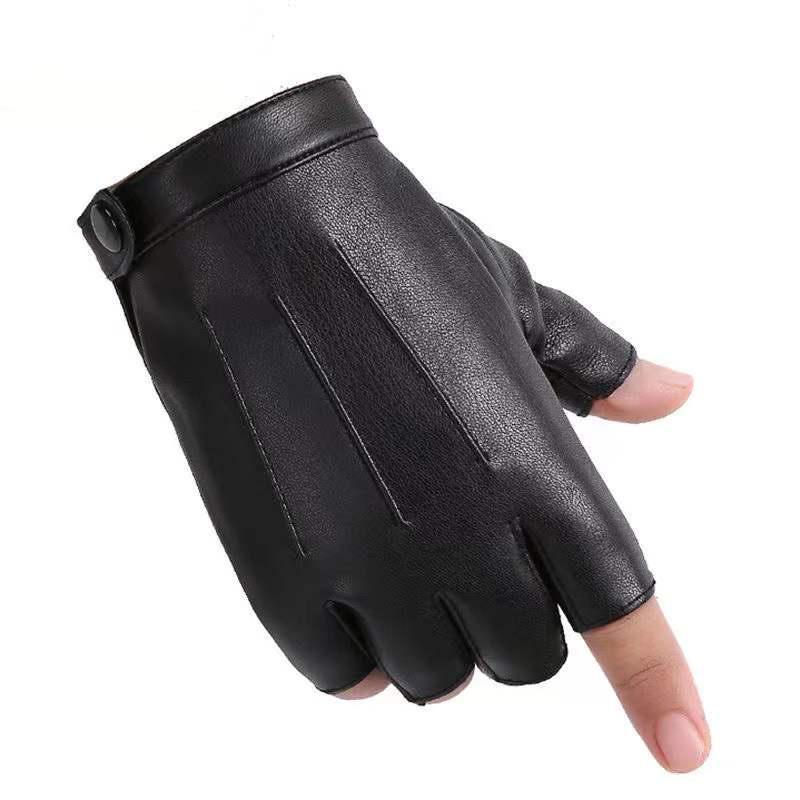 Women's Leather Half-finger Gloves Outdoor Driving Riding Fingerless Fitness Sports Gloves Biking Mittens Wear-resistant Gloves