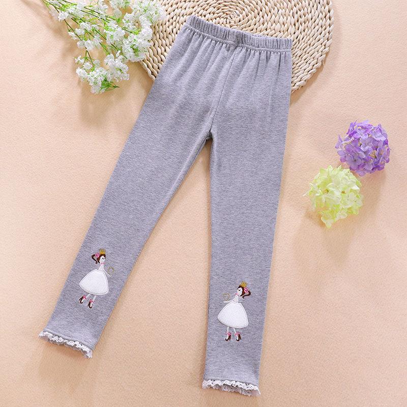 Girls Spring and Autumn Lace Edge Leggings Korean Children's Pants Slim Stretch Pants Casual Pants