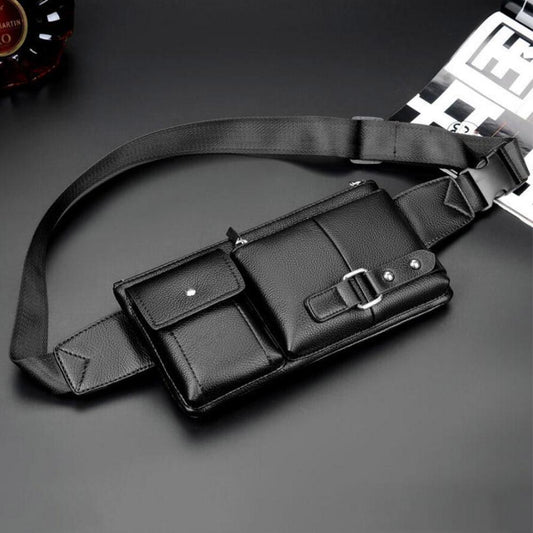 Men's Casual Waist Bag Leather Multifunction Chest Bag