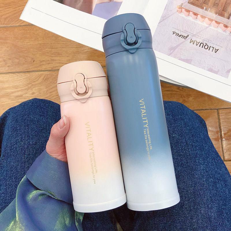 Thermos Cup Gradient Color Vacuum Flask Male and Female Students Simple Cup Creative Personality Fresh Portable Pop Lid Water Cup