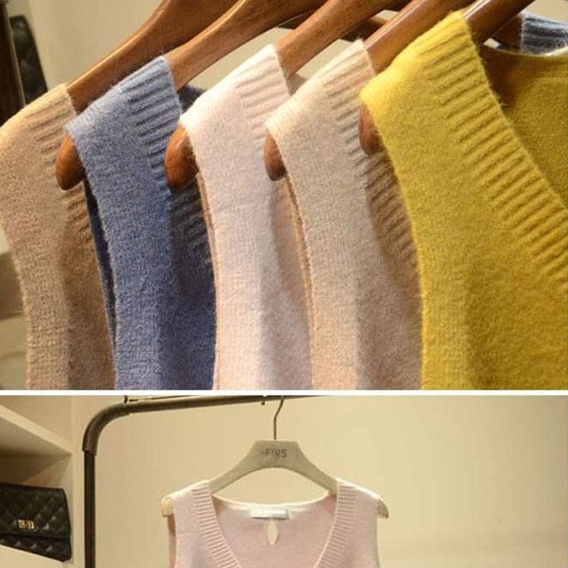 V-neck Knitted Sweater Women's Loose Button Sleeveless Sweater Vest Outside with Vest Spring and Autumn Korean Version All-match Top Lazy Style Vest