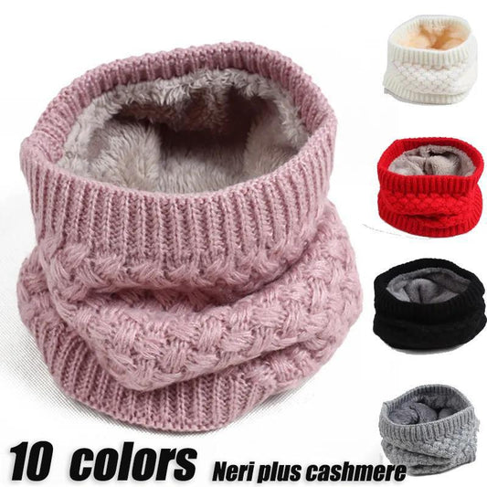 Autumn and Winter Hedging Knitted Bib Warmth for Men and Women All-match Wool Scarf Windproof Plus Velvet Thickening Cervical Collar