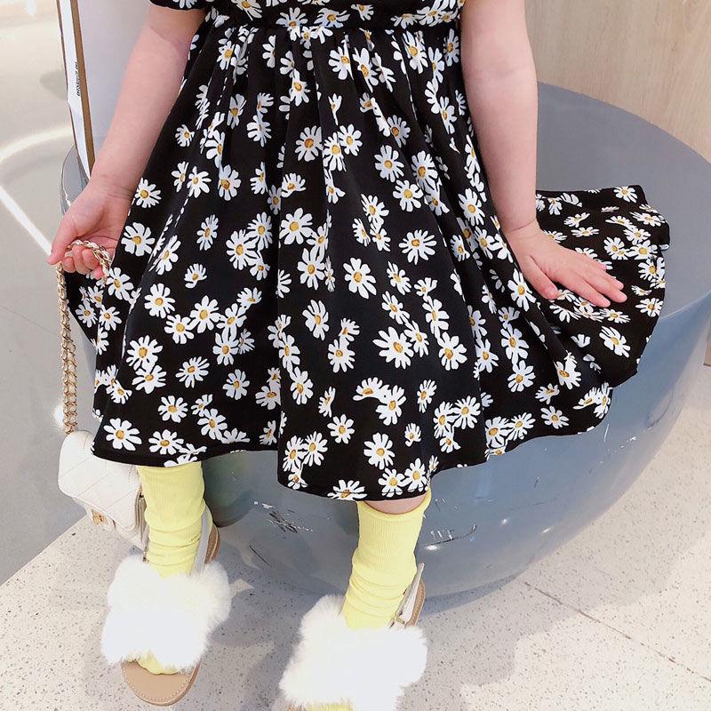 Children Dress Spring Summer Clothing  Baby Girls Clothing Printing Girl's Dress Princess Skirt Chrysanthemum Broken Flower Dress