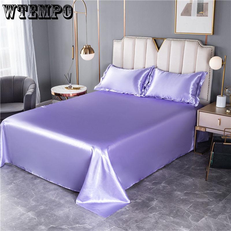 1.8m/2m Queen King Bed Sheet Summer Washable Ice Silk Sheets Silky Bedding