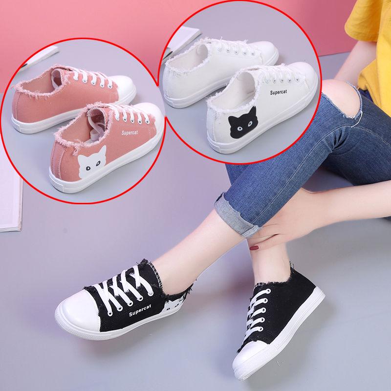 Summer student lazy shoes flat bottom shoes casual canvas shoes small white shoes