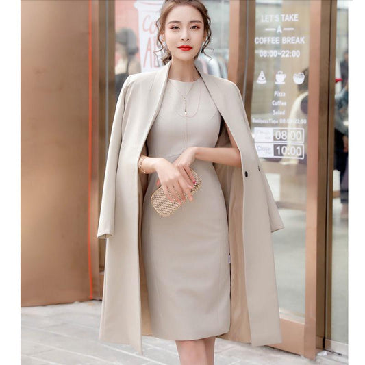 Trendy Wild Woolen Coat Spring and Autumn Large Size Woman's Clothing Long Sleeve Windbreaker