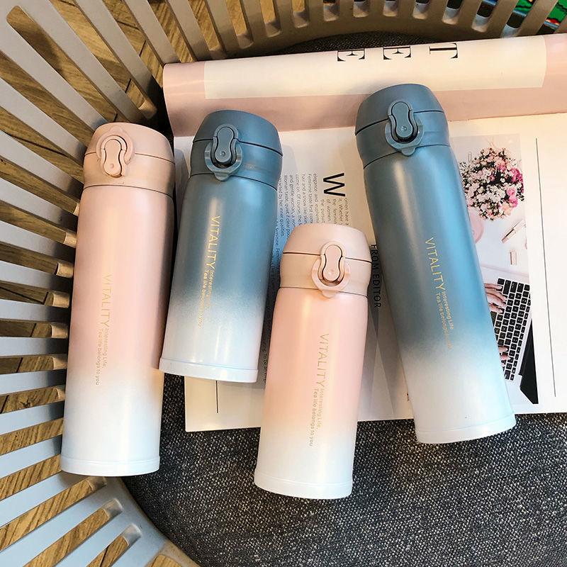 Thermos Cup Gradient Color Vacuum Flask Male and Female Students Simple Cup Creative Personality Fresh Portable Pop Lid Water Cup