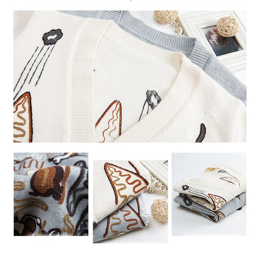 Autumn and Winter Printed Cardigan Women's Plus Size Casual Sweater Coat High-end Wool Sweater