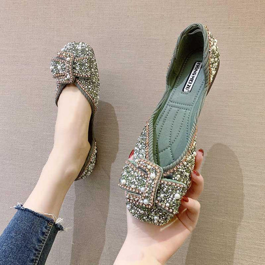 Plus Size 35-40 Summer Women Slippers Outdoor Bohemian Beach High Heels Wear-resistant Non-slip Office Lady Pearl Sandals