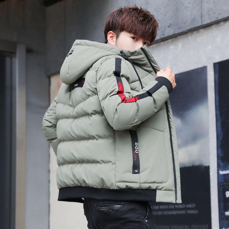 Winter Down Men's Padded Hooded Jacket Plus Velvet Thickening Urban Fashion Cotton-padded Jacket Trend Student Warm Jacket Slim Parker Clothing