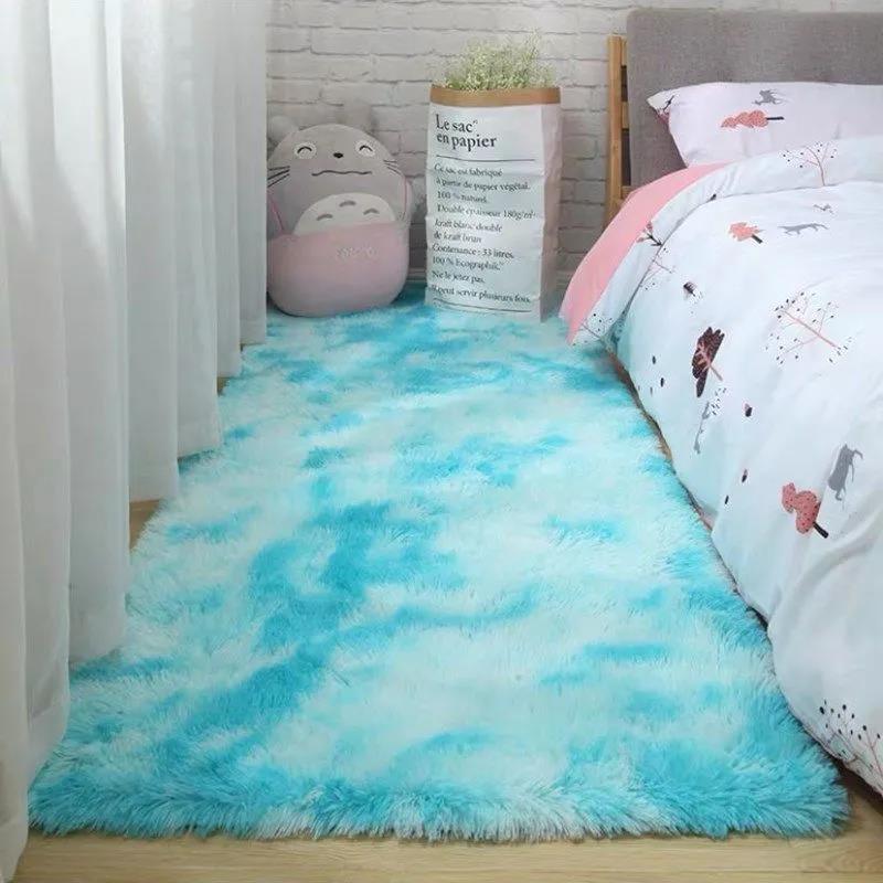 Long Hair Tie-dye Carpet Living Room Sofa Full Carpet Girl Bedroom Bedside Fur Floor Mats Home