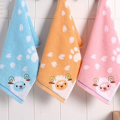 3pcs Cartoon Pattern Small Towels Cotton Children Wash Face Towels Household Soft Water Absorbing Children's Towels