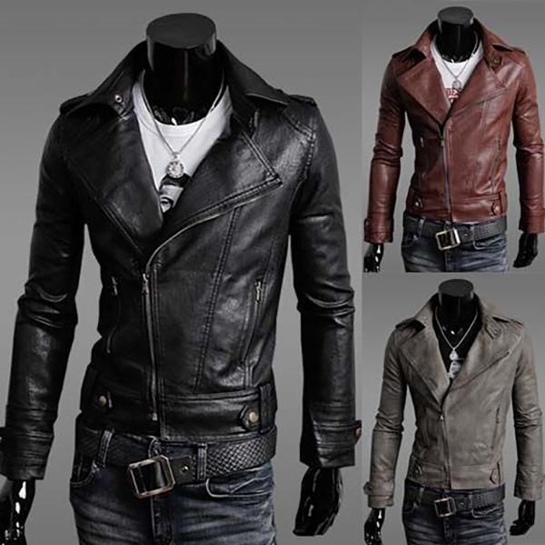 Spring and Autumn Leisure PU Men's Leather Slim Short Section Washed Motorcycle Leather Jacket Youth Thin Jacket