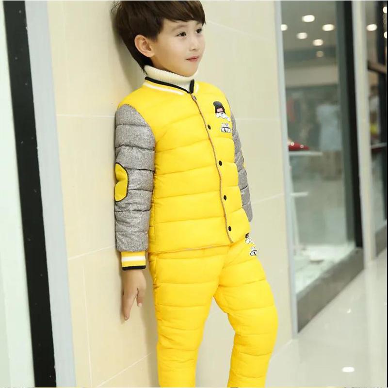 Winter Children's Down Padded Jacket Middle and Small Children's Warm Cotton-padded Jackets Liner Jacket Suit Two-piece Suit for Boys and Girls