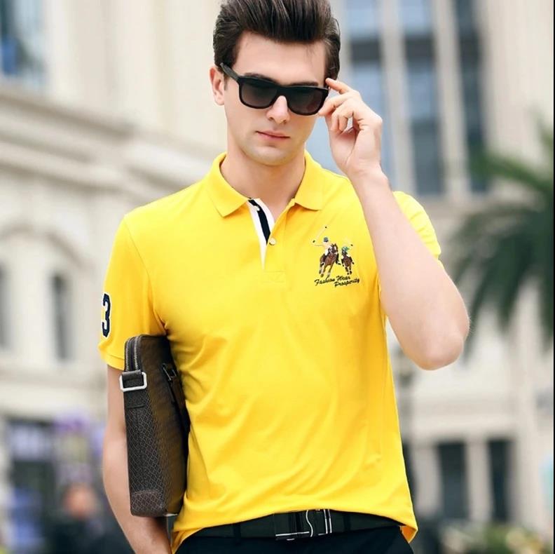 Men's Short-sleeved Lapel    Shirt Dad Pure Cotton Short-sleeved Spring and Summer Loose Large Size Young and Middle-aged High-end T-shirt Men