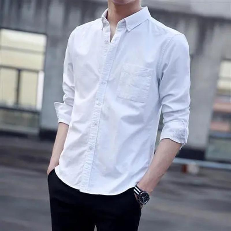 Oxford Spinning Long Sleeve Shirts Men's Cotton Slim Shirts Teens Business Casual Spring and Autumn Bottoming Shirts