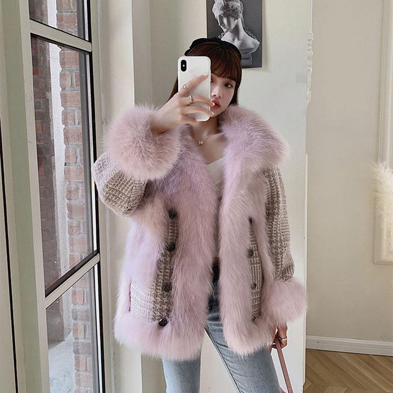 Fur Light Mature Style Western Style Autumn and Winter Imitation Fox Hair Female Woolen Woolen Floral Coat