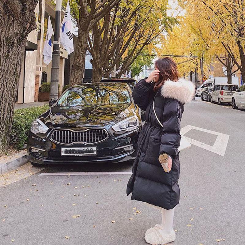 Down Jacket Winter Korean Fashion Big Fur Collar Mid-length Hooded Thick Warm Large Size Jacket Suitable for Women